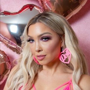 Pink Acrylic Heart Shape Drop Earrings